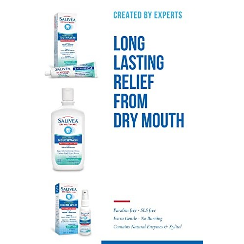 SALIVEA Dry Mouth Mouthwash - Soothing Mint Mouthwash with Natural Salivary E...