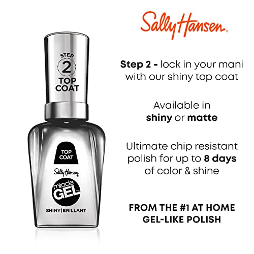 Sally Hansen Miracle Gel Nail Polish Shiny Top Coat, 101 Miracle Gel 3.0 Shin...