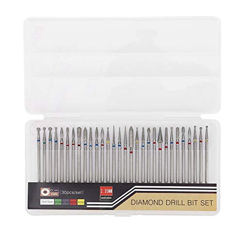 Salmue Nail Art Drill Kit, 30 /Set Diamond Grinding Head Nail Art Drill Polis...