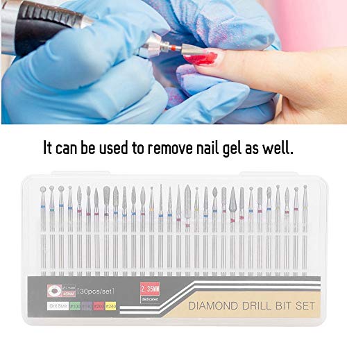 Salmue Nail Art Drill Kit, 30 /Set Diamond Grinding Head Nail Art Drill Polis...