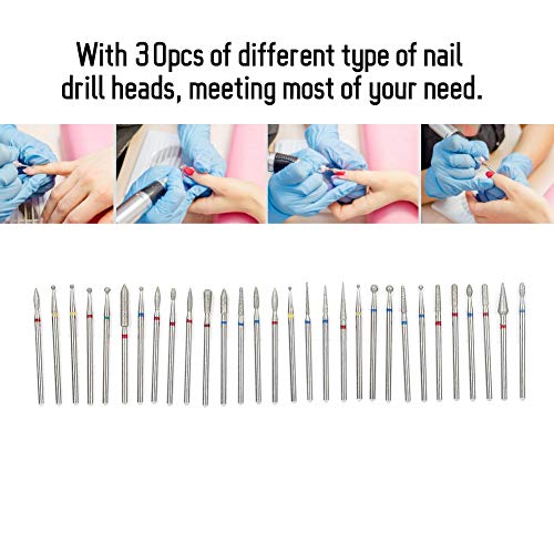 Salmue Nail Art Drill Kit, 30 /Set Diamond Grinding Head Nail Art Drill Polis...