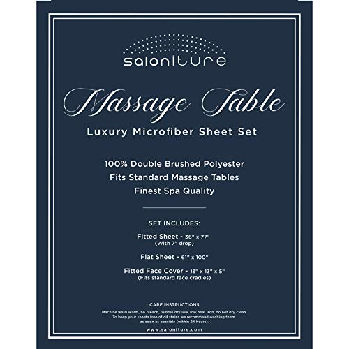 Saloniture 3-Piece Microfiber Massage Table Sheet Set - Premium Facial Bed Co...