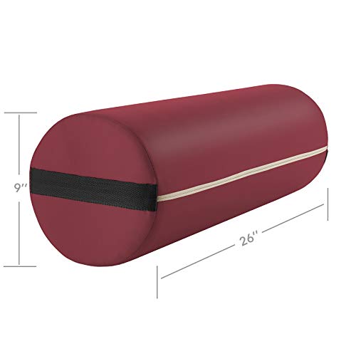 Saloniture Jumbo Round Massage Table Bolster Pillow Pad - 26 x 9 Inch - Burgundy