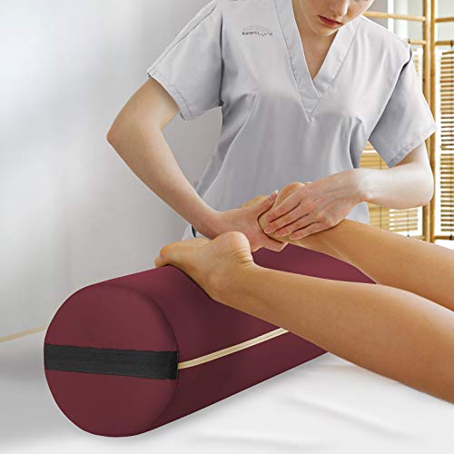Saloniture Jumbo Round Massage Table Bolster Pillow Pad - 26 x 9 Inch - Burgundy