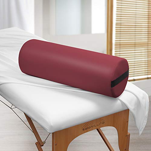 Saloniture Jumbo Round Massage Table Bolster Pillow Pad - 26 x 9 Inch - Burgundy