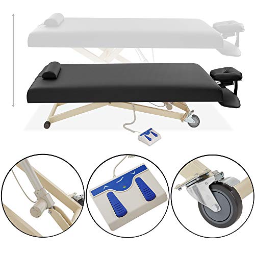 Saloniture Professional Electric Lift Massage Table - Includes Headrest, Face...