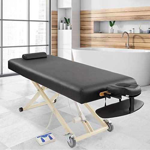 Saloniture Professional Electric Lift Massage Table - Includes Headrest, Face...