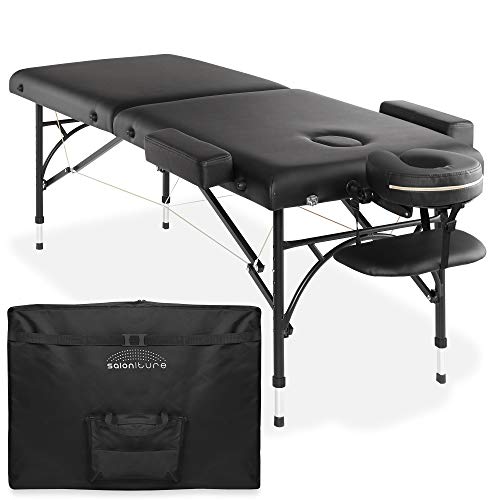 Saloniture Professional Portable Lightweight Bi-Fold Massage Table with Alumi...