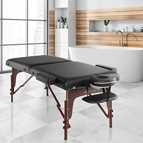 Saloniture Professional Portable Lightweight Bi-Fold Memory Foam Massage Tabl...