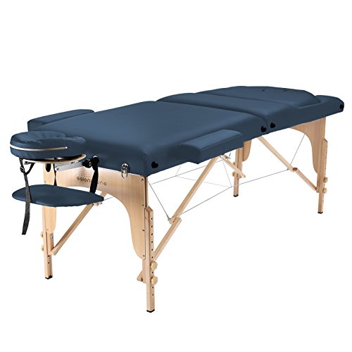Saloniture Professional Portable Massage Table with Backrest - Blue