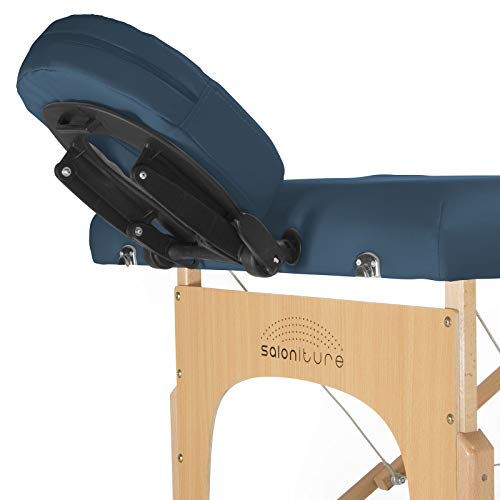 Saloniture Professional Portable Massage Table with Backrest - Blue