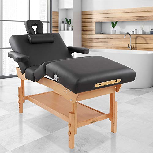 Saloniture Professional Stationary 4-Section Massage Table - Includes Shelf, ...