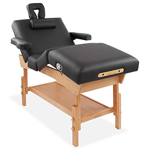 Saloniture Professional Stationary 4-Section Massage Table - Includes Shelf, ...