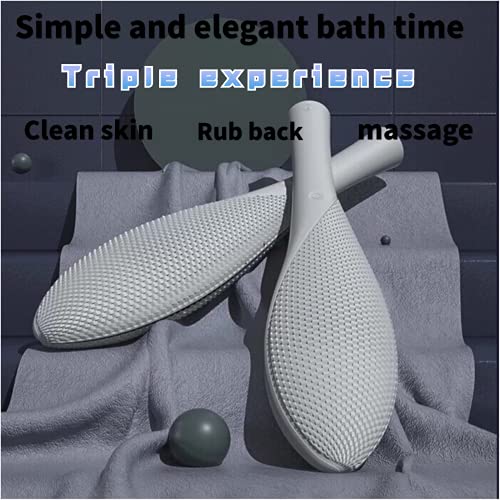 Salted Fish Brush, Silicone Bath Brush, Electric Massager, Long Handle Back W...