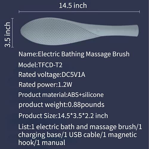 Salted Fish Brush, Silicone Bath Brush, Electric Massager, Long Handle Back W...