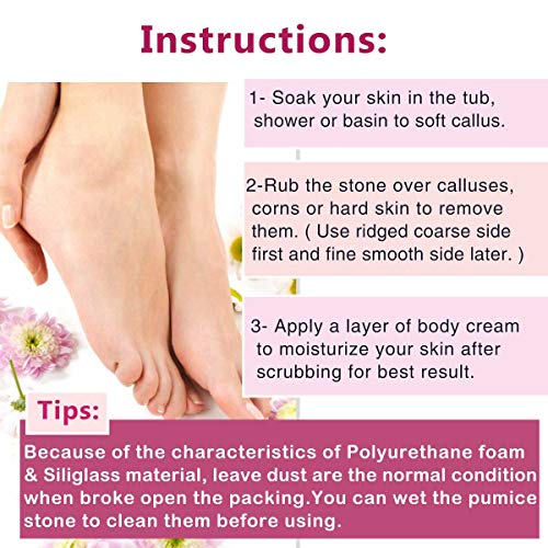 Foot Pumice Stone for Feet, 2 in 1 Double Sided Hard Skin Callus Remover Scru...