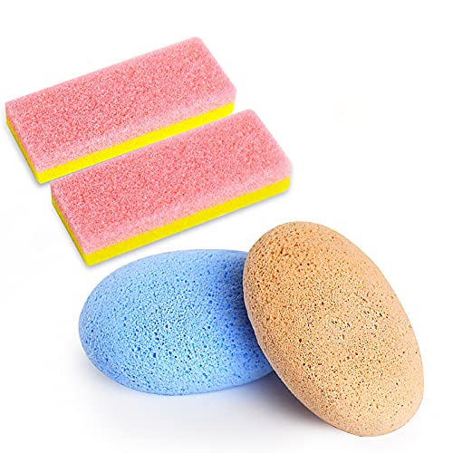 Foot Pumice Stone for Feet Set, Includes 2 PCS Pedicure Glass Stone for Heavy...