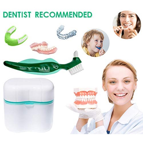 Denture Case, Denture Cups Bath, Toothbrush with hard denture and portable to...
