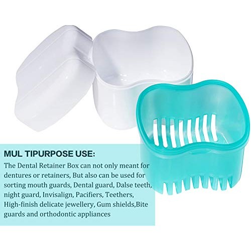 Denture Case, Denture Cups Bath, Toothbrush with hard denture and portable to...