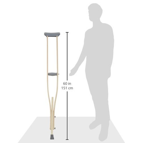 Sammons Preston Wooden Crutches, Adult Size, Latex Free, Sturdy Leg Supports ...