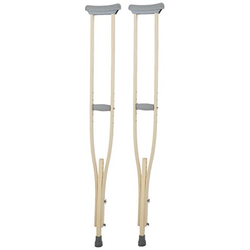 Sammons Preston Wooden Crutches, Adult Size, Latex Free, Sturdy Leg Supports ...