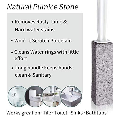 Pumice Cleaning Stone with Handle, 2 Pack Pumice Stone Toilet Bowl Scrubber R...