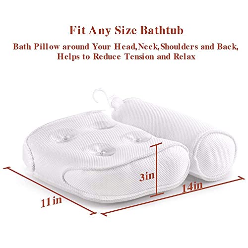 Bath Pillow Spa Bathtub Cushion Head,Neck,Shoulder and Back Support Rest with...