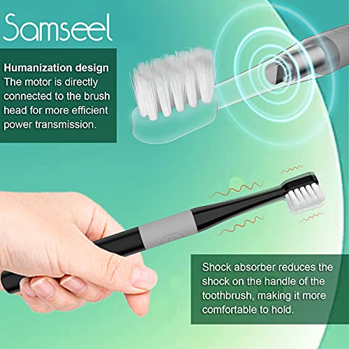 Samseel (2-Pack, White and Black) Sonic Electric Toothbrush Lasting for 90 Da...