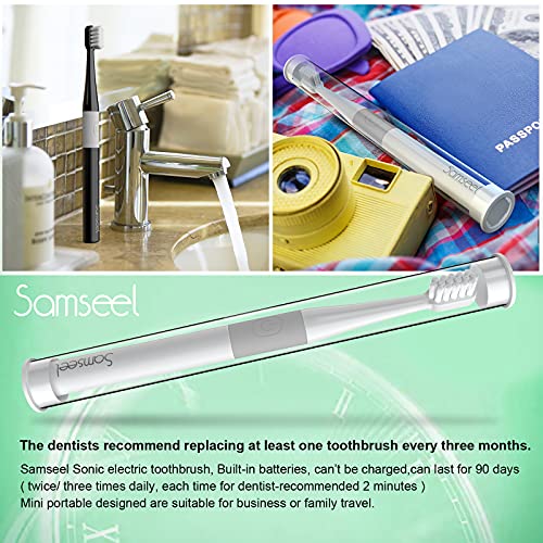 Samseel (2-Pack, White and Black) Sonic Electric Toothbrush Lasting for 90 Da...