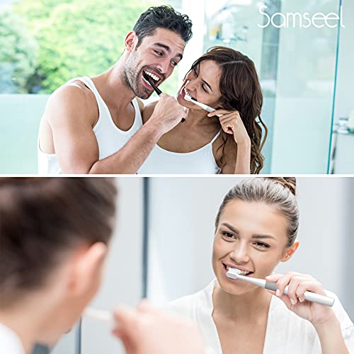 Samseel (2-Pack, White and Black) Sonic Electric Toothbrush Lasting for 90 Da...