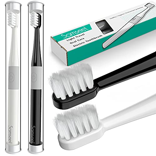 Samseel (2-Pack, White and Black) Sonic Electric Toothbrush Lasting for 90 Da...
