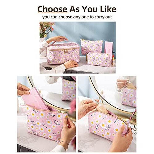 SAMZSKY Makeup Bag Set, 3 Pcs Portable Travel Cosmetic Bag Waterproof Organiz...