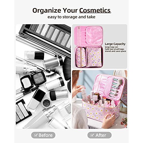 SAMZSKY Makeup Bag Set, 3 Pcs Portable Travel Cosmetic Bag Waterproof Organiz...
