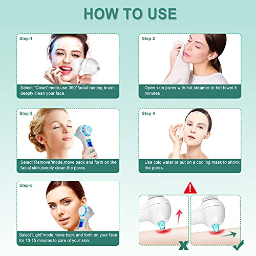 Blackhead Remover Vacuum,Rechargeable Facial Cleansing Brush Waterproof,Elect...