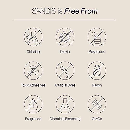 SANDIS Feminine Pad for Women - Large 24 Count 100% Organic Cotton Ultra Thin...