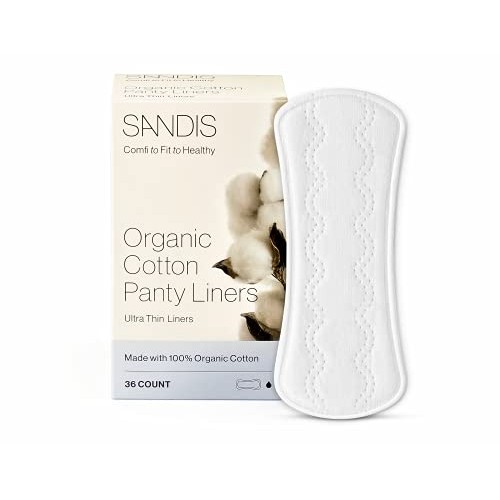 SANDIS Panty Liners for Women - 36 Count 100% Organic Cotton Ultra Thin for P...