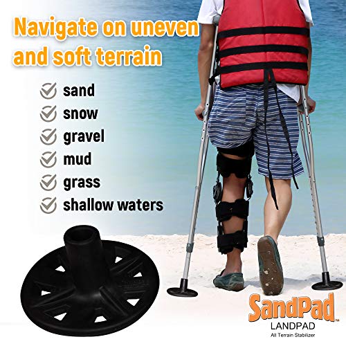 EZ-Walk/SandPad™ LandPad All Terrain Stabilizer Tips (Paired Pack for Crutche...