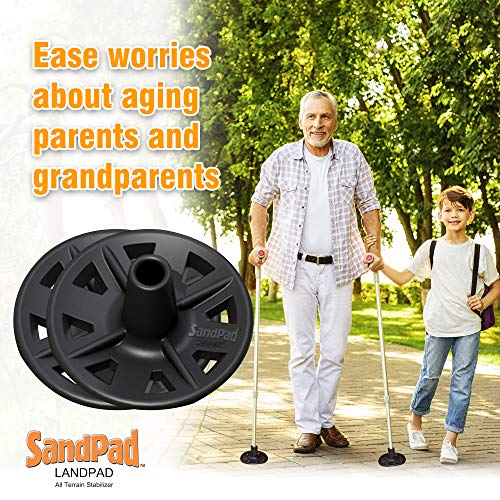 EZ-Walk/SandPad™ LandPad All Terrain Stabilizer Tips (Paired Pack for Crutche...