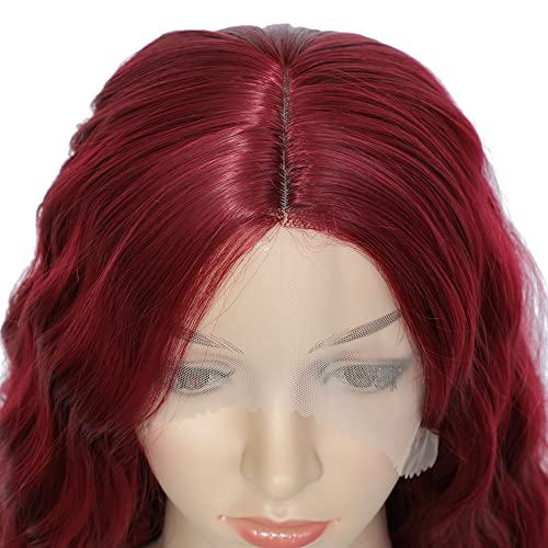 Red Lace Front Wig Burgundy 30" Long Wavy Synthetic Lace Front Wigs for Women...