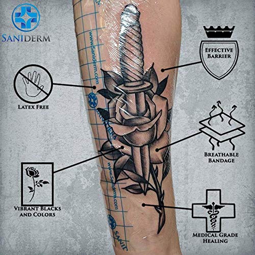 Saniderm Tattoo Aftercare Bandage, Breathable Waterproof Bandages, Sanitary T...