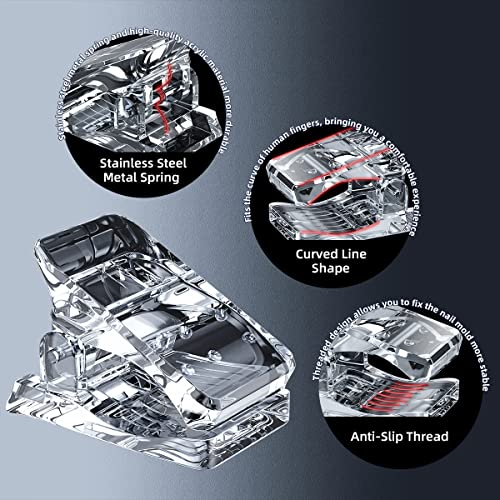 Sanie 10 PCS Clear Nail Tips Clip Fit All Finger for Quick Building Polygel N...