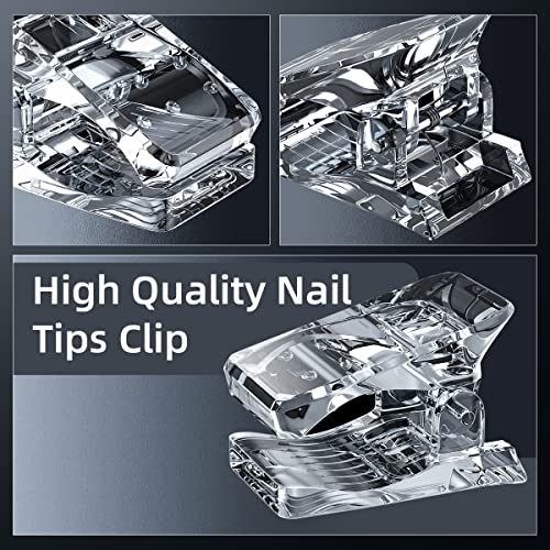 Sanie 10 PCS Clear Nail Tips Clip Fit All Finger for Quick Building Polygel N...