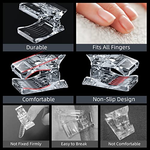 Sanie 10 PCS Clear Nail Tips Clip Fit All Finger for Quick Building Polygel N...