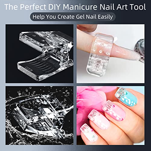 Sanie 10 PCS Clear Nail Tips Clip Fit All Finger for Quick Building Polygel N...