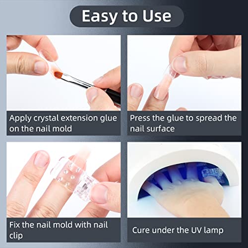 Sanie 10 PCS Clear Nail Tips Clip Fit All Finger for Quick Building Polygel N...