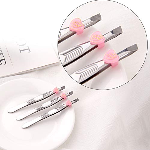 sansheng 48 Pcs Tweezers For Eyebrows - Slant Tip Steel Tweezers - Tweezer Se...