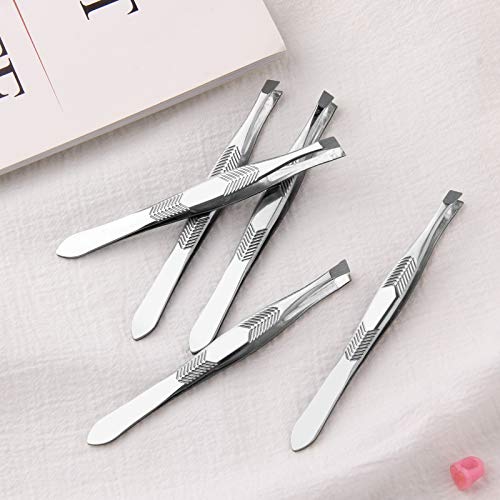 sansheng 48 Pcs Tweezers For Eyebrows - Slant Tip Steel Tweezers - Tweezer Se...