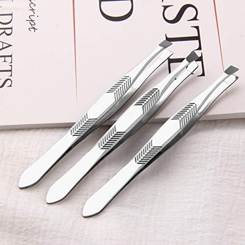 sansheng 48 Pcs Tweezers For Eyebrows - Slant Tip Steel Tweezers - Tweezer Se...