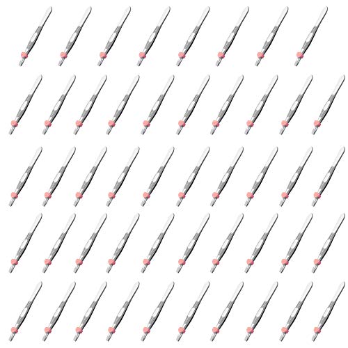 sansheng 48 Pcs Tweezers For Eyebrows - Slant Tip Steel Tweezers - Tweezer Se...
