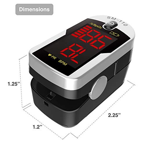 Deluxe SM-110 Two Way Display Finger Pulse Oximeter with Carry Case and Neck/...